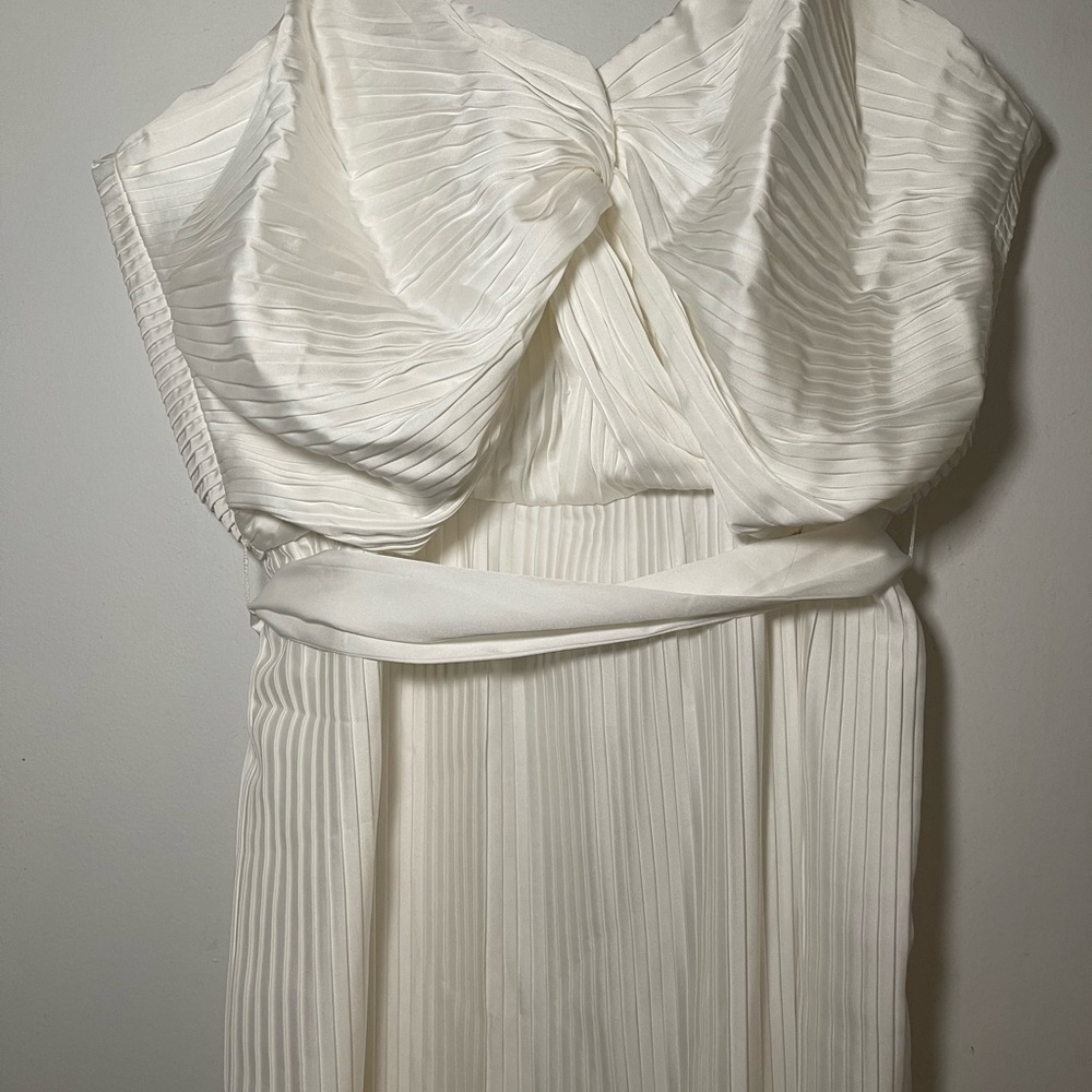 White Plisse Formal Dress